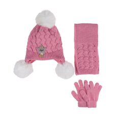 Kitti Bebe Kız Atkı Bere Eldiven Takım (1-4 Yaş) K24160-02 Pembe