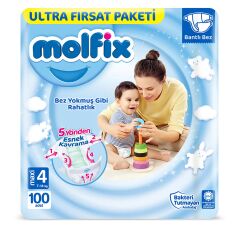 Molfix Bebek Bezi Ultra Fırsat Paketi 4 Beden 7-14 Kg 100 Adet