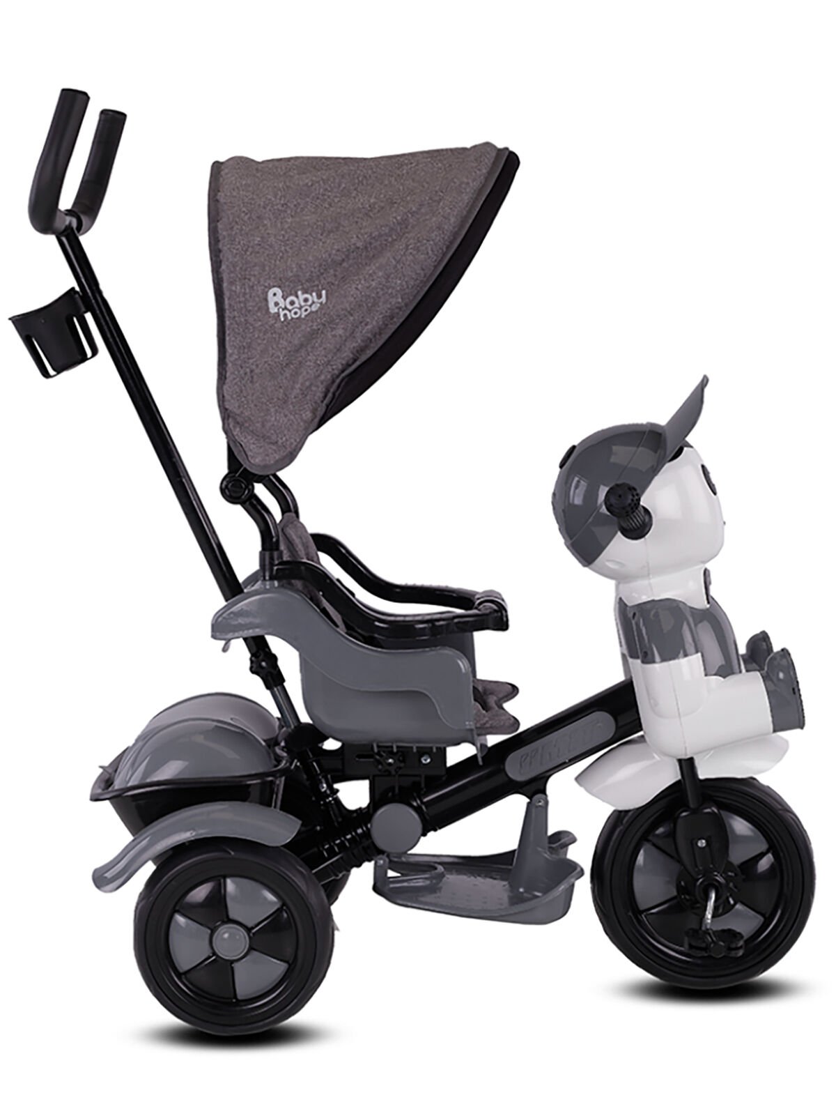 Babyhope 125A Yupi Triycle 3 Tekerli Kontrollü Bisiklet (Pedli) Gri