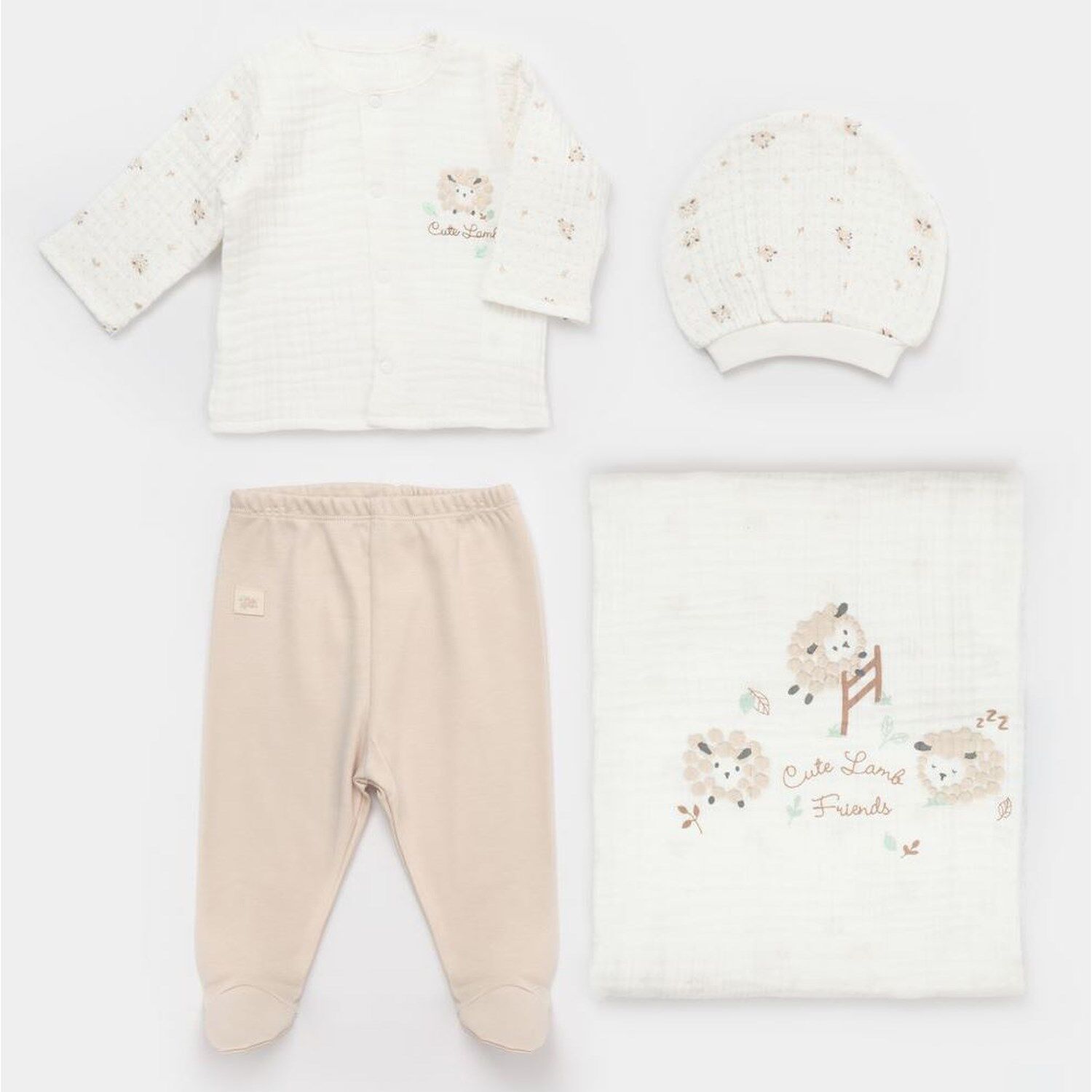 Bibaby Lamb Friends Battaniyeli Tüllü 4'Lü Set 62347 Bej