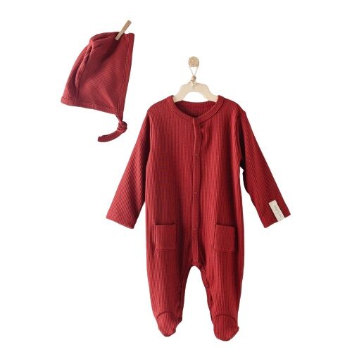 Andywawa AC23651 Modal Bebe Tulum Takım Burgundy