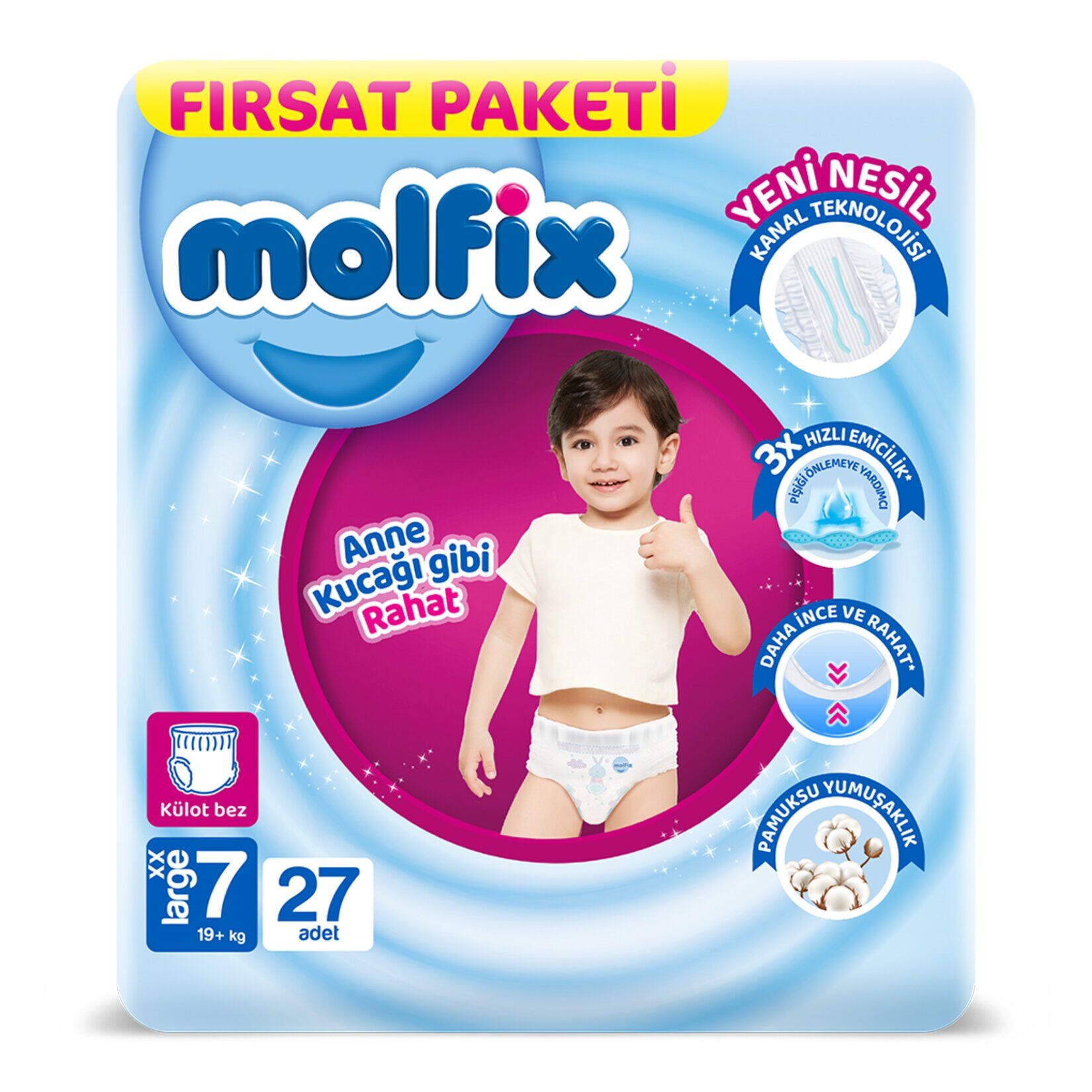 Molfix Külot Bez Fırsat Paketi 7 Beden 19+ Kg 27 Adet