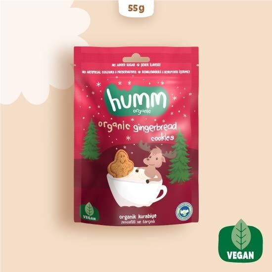 Humm Organik Zencefilli ve Tarçınlı Vegan Kurabiye 55 Gr