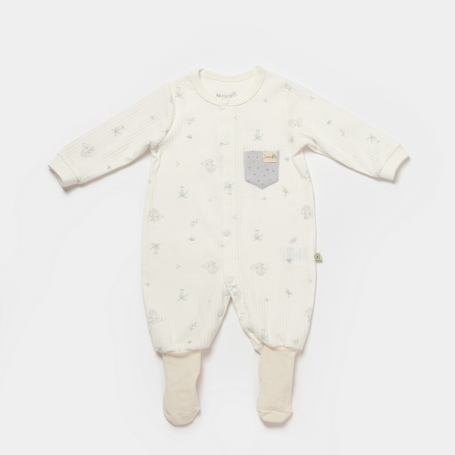 Bibaby Biorganic Koala Jungle Patikli Bebek Tulum 60734 Gri