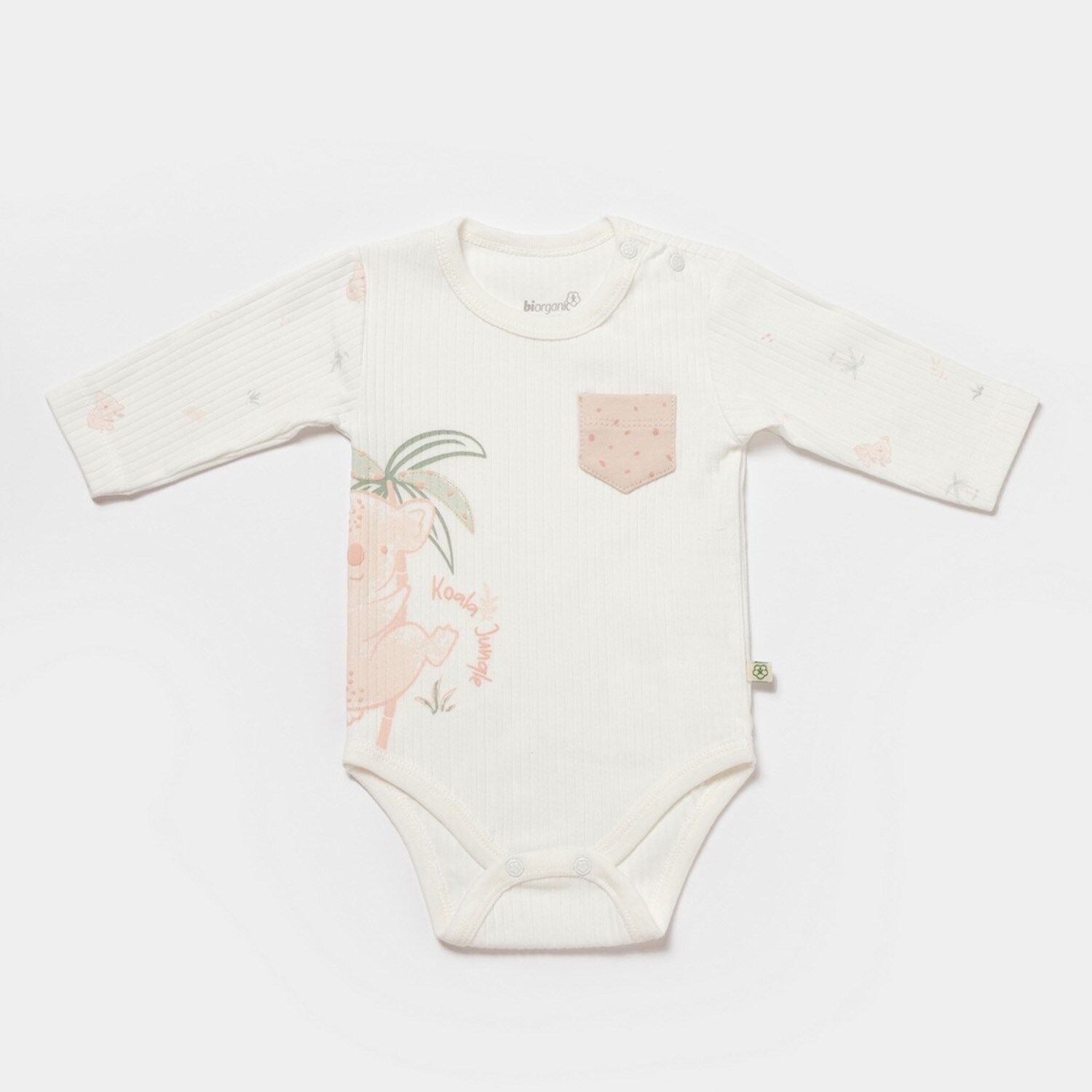 Bibaby Biorganic Koala Jungle Uzun Kol Bebek Body 56969 Pembe