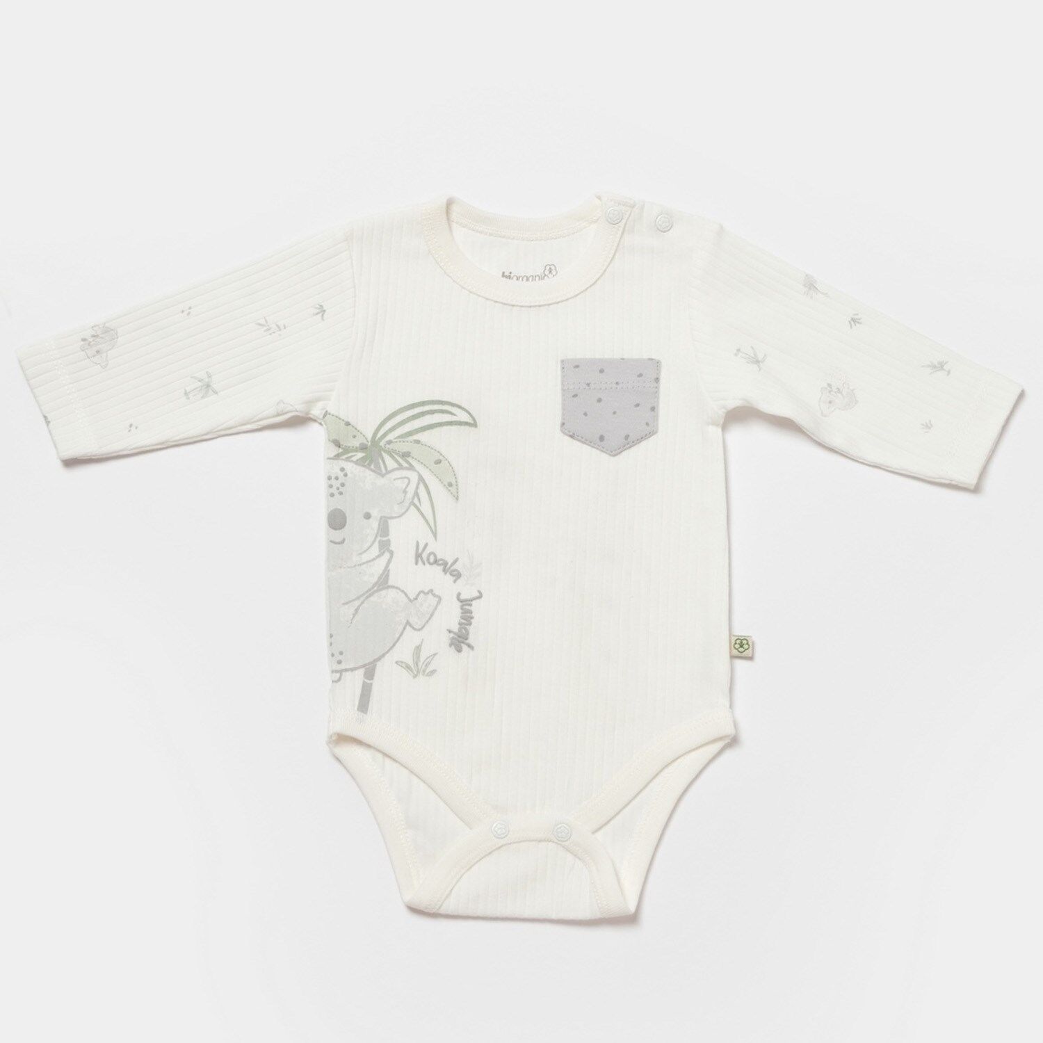 Bibaby Biorganic Koala Jungle Uzun Kol Bebek Body 56969 Gri