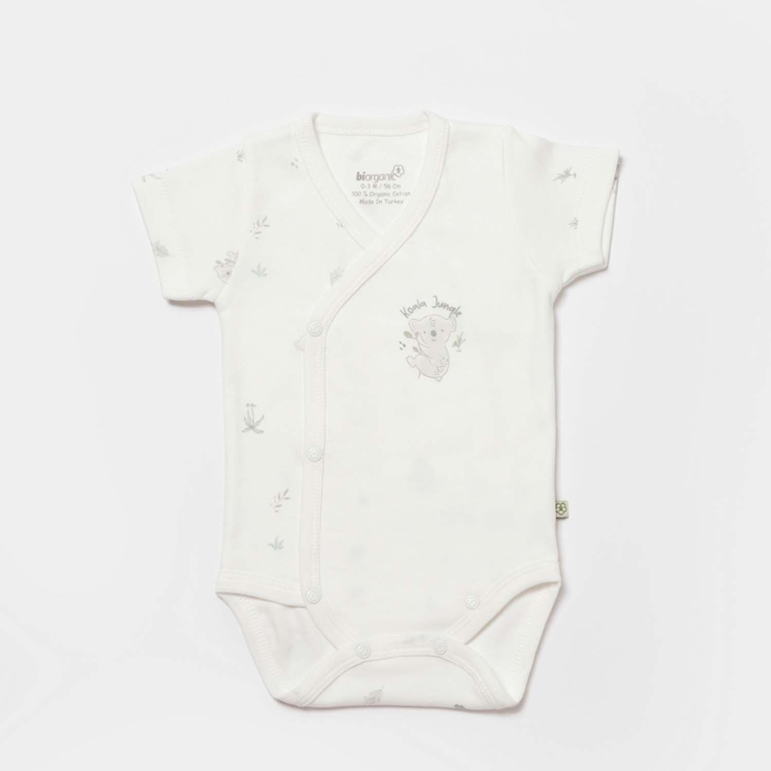 Bibaby Biorganic Koala Jungle Kısa Kol Kruvaze Body 56970 Gri