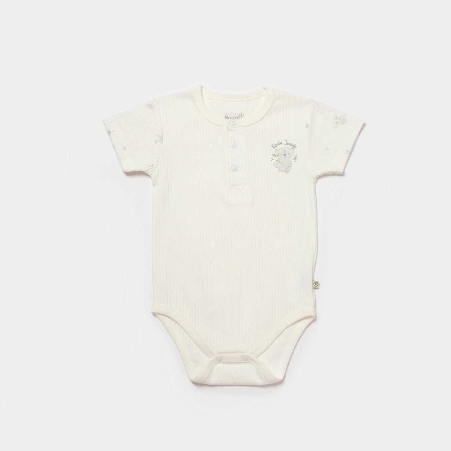 Bibaby Biorganic Koala Jungle Kısa Kol Bebek Body 56972 Gri