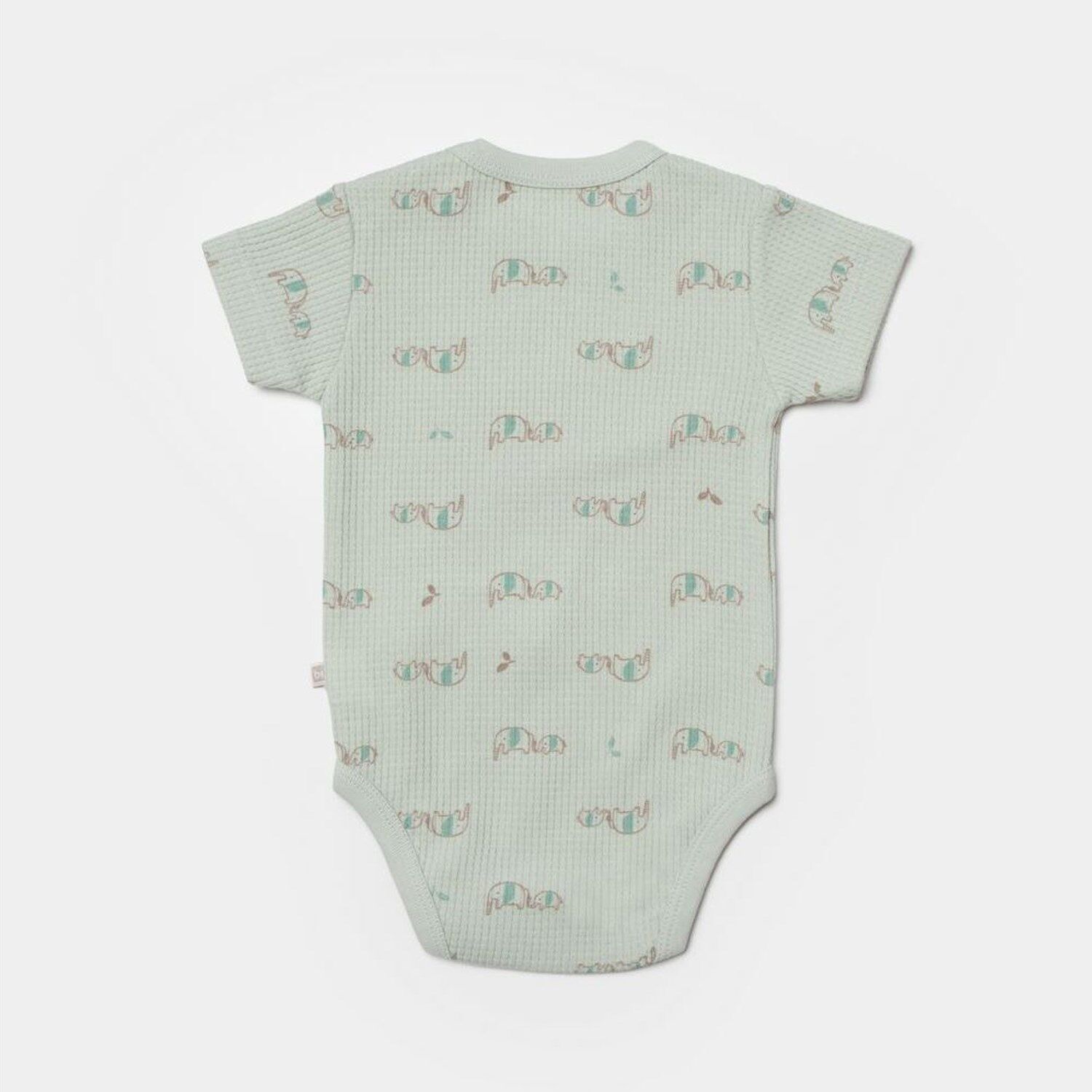 Bibaby Biorganic Waffle I Love My Mama Kısa Kol Body 56982 Bej-Mint