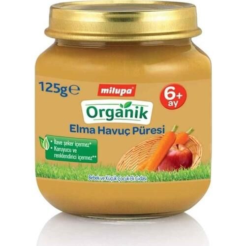 Milupa Organik Elma Havuç Püreli Kavanoz Maması 125 Gr