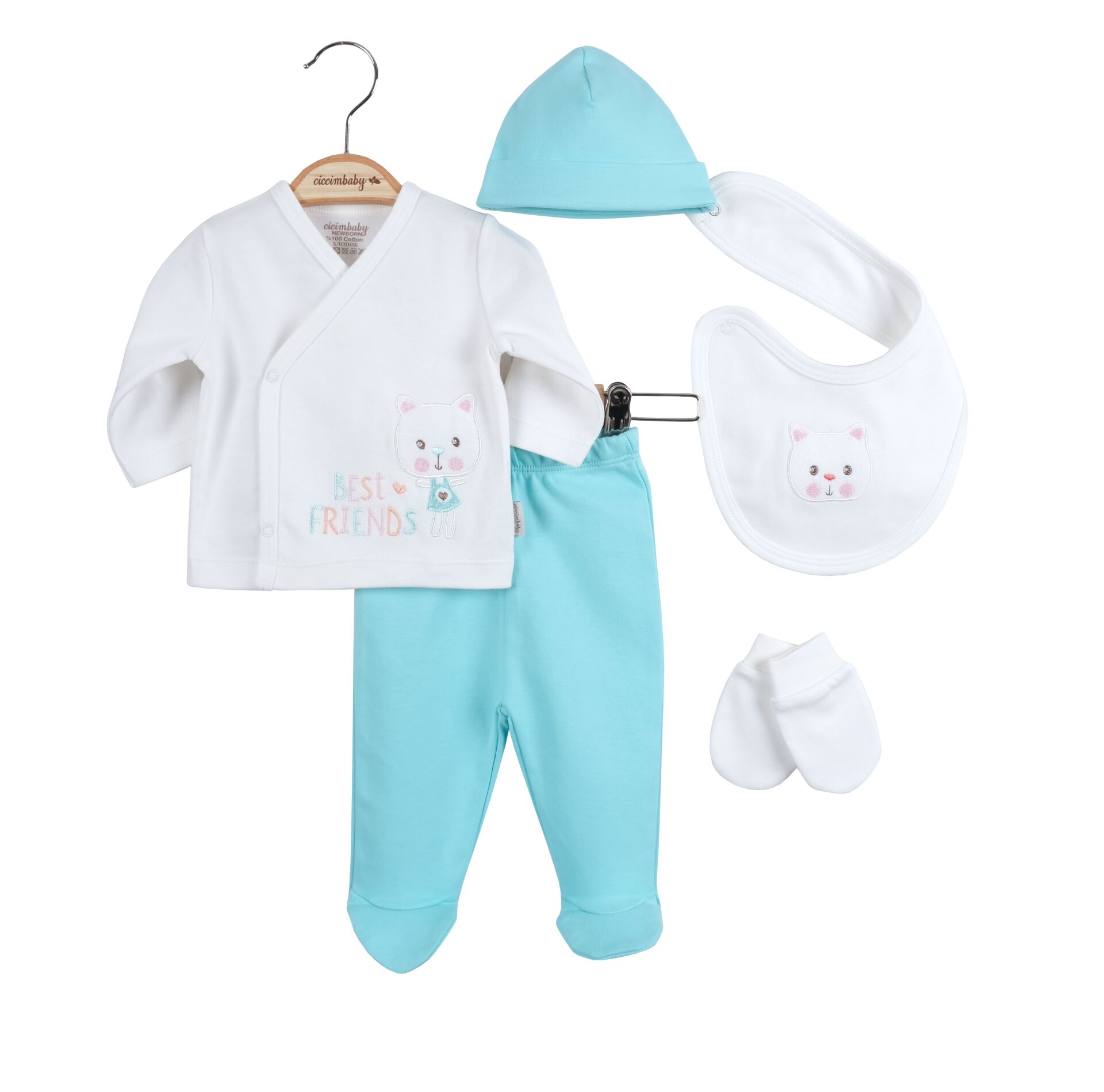 Ciccim Baby Best Friedens 5'Li Zıbın Set 4765 Mint Yeşili