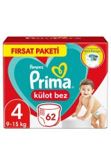 Prima Külot Bebek Bezi Fırsat Paketi 4 Beden 62 Adet