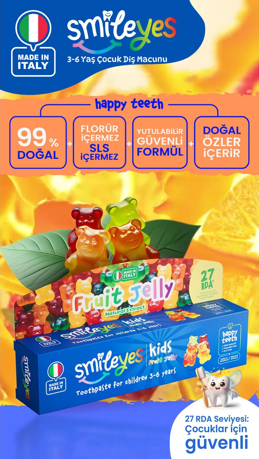 Smileyes Kids Diş Macunu 3-6 Yaş 50 ml Fruit Jelly