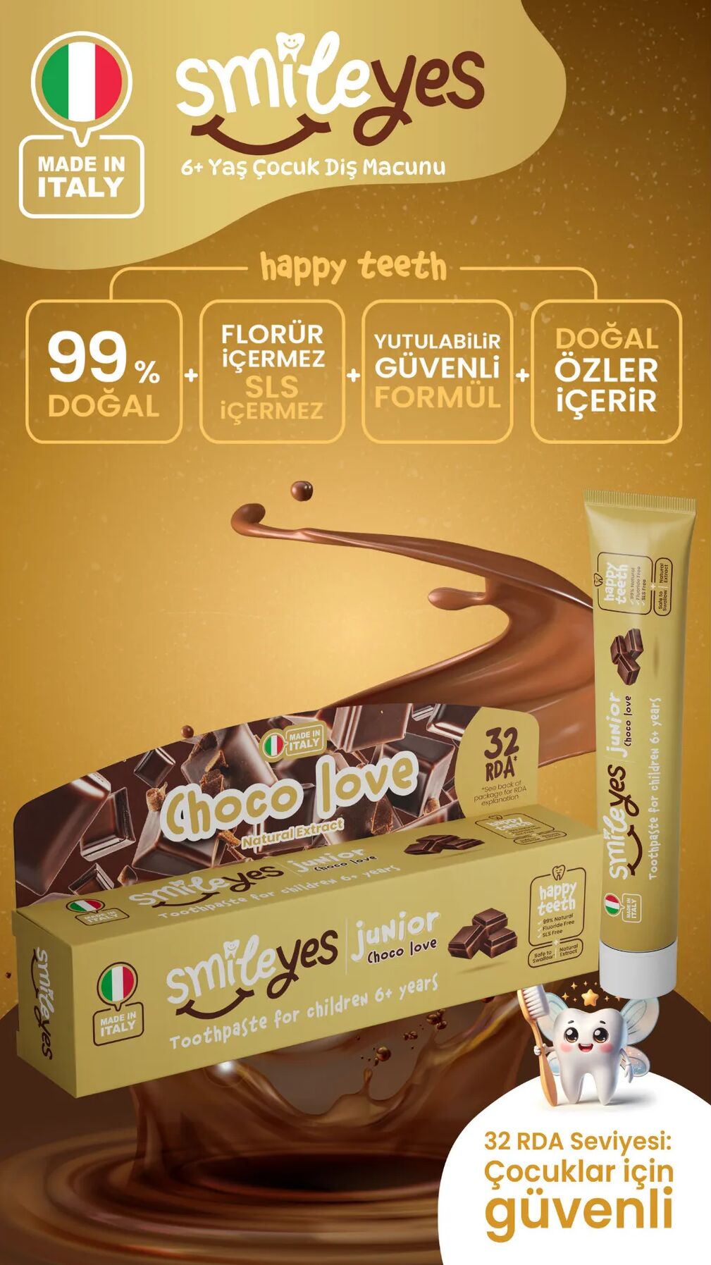 Smileyes Junior Diş Macunu 6+ Yaş 50 ml Choco Love