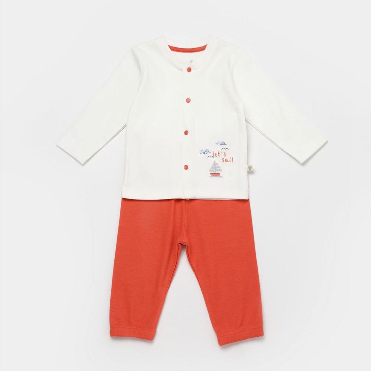 Bibaby Biorganic Sun Lets Sail Bebek Pijama Takımı 59790 Ekru Mavi