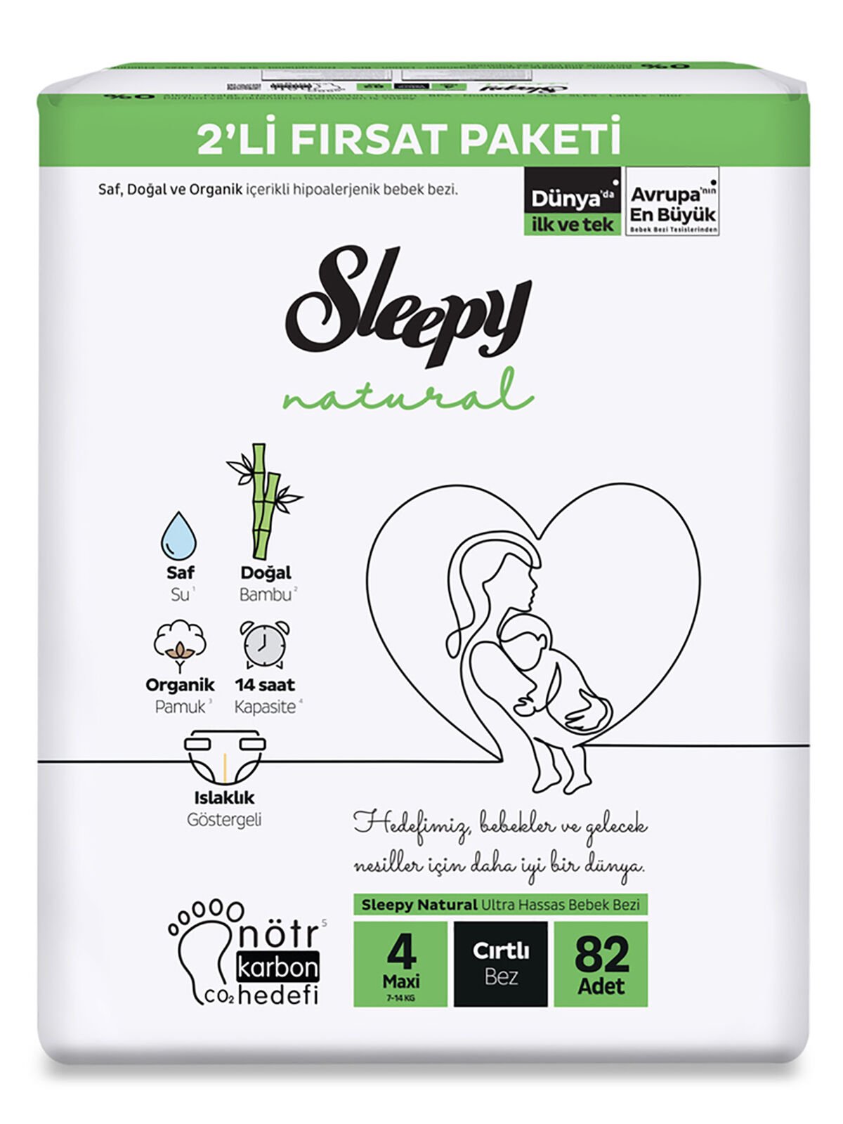 Sleepy Natural Bebek Bezi 2'Li Fırsat Paketi 4 Beden 82 Adet