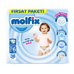 Molfix Bebek Bezi Fırsat Paketi 6 Beden 15+ Kg 38 Adet