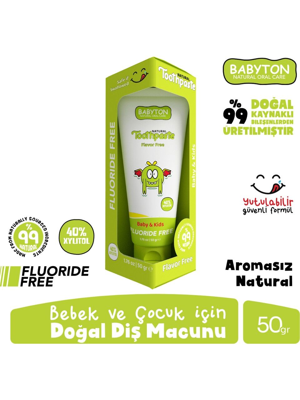 Babyton Organik Doğal Natural Diş Macunu 50 Gr