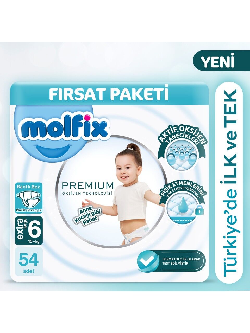 Molfix Premium Bebek Bezi Ultra Fırsat Paketi 6 Beden 15+ Kg 54 Adet