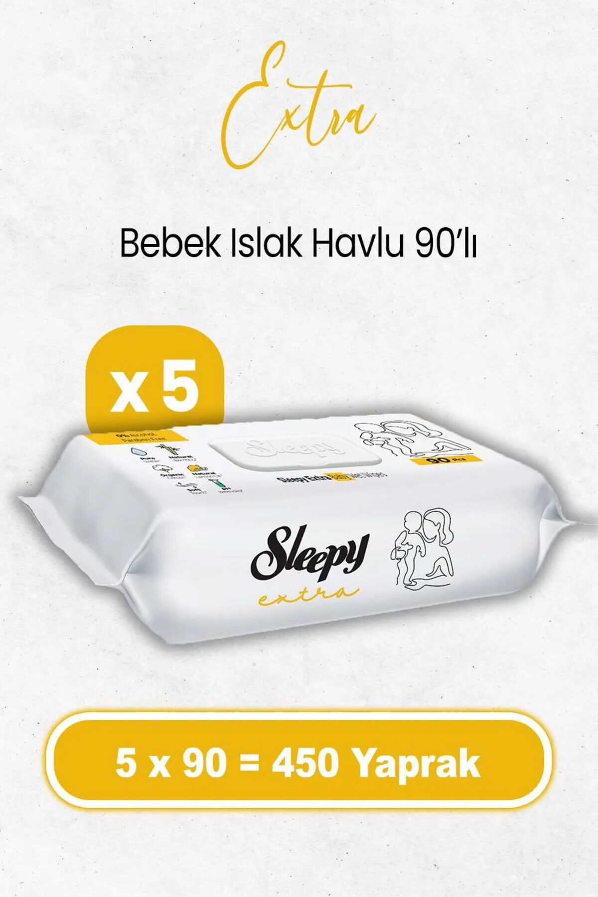 Sleepy Ekstra Islak Havlu Mendil 5x90 450 Yaprak