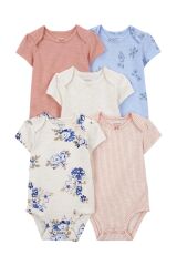 Carter's Layette Kız Bebek 5'Li Kısa Kol Body 1Q934310 Karışık Renkli