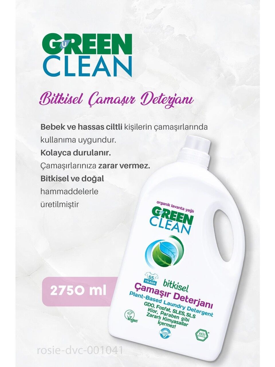 Green Clean Bitkisel Çamaşır Deterjanı 2750 ml (55 Yıkama)