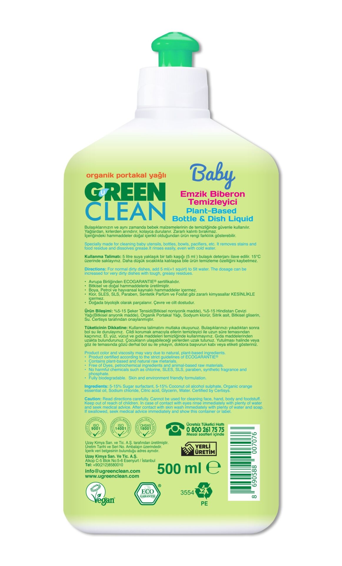 Green Clean Baby Bitkisel Emzik Biberon Temizleyici 500 ml