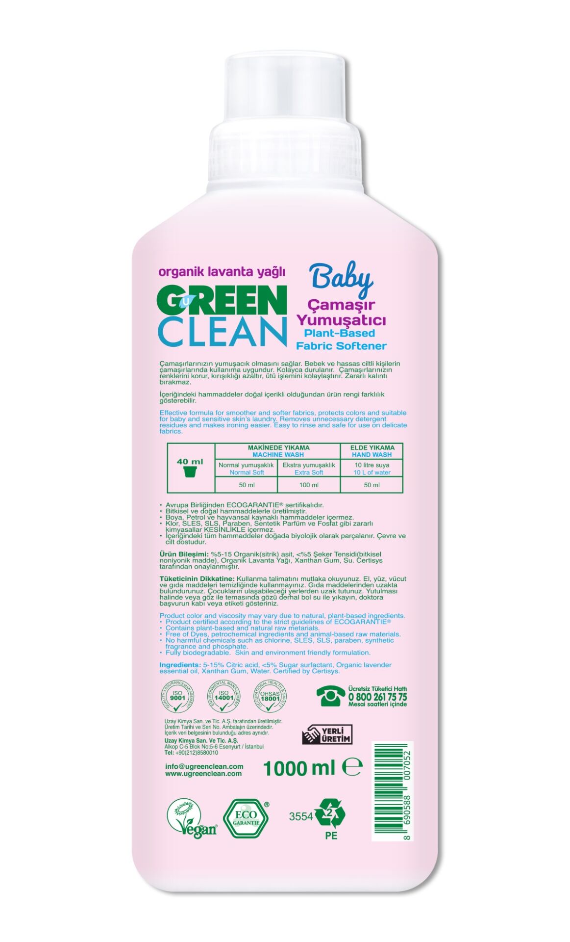 Green Clean Baby Bitkisel Çamaşır Yumuşatıcı 1000 ml