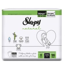 Sleepy Natural Bebek Bezi 4Lü Jumbo 4 Beden 7-14 Kg 96 Adet